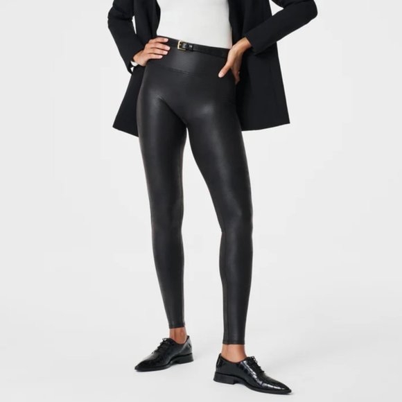 SPANX Faux Leather Leggings Black 2437 Size Small - Picture 1 of 12